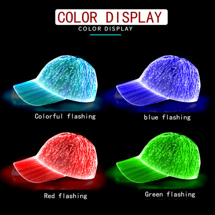 Cross-border tremolo LED fiber optic glow cap concert bar glow baseball cap cap party performance cap