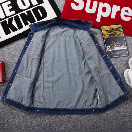 plus size Men's Denim Top Denim Jacket Fashionable Fatty Work Clothes Large Denim Shirt Plus Size Denim Jacket
