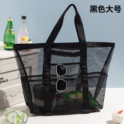Korean Mesh Beach Bag Large Capacity Swimming Fitness Bag Travel Portable Storage Bag Multi-Pocket Swimsuit Storage Bag