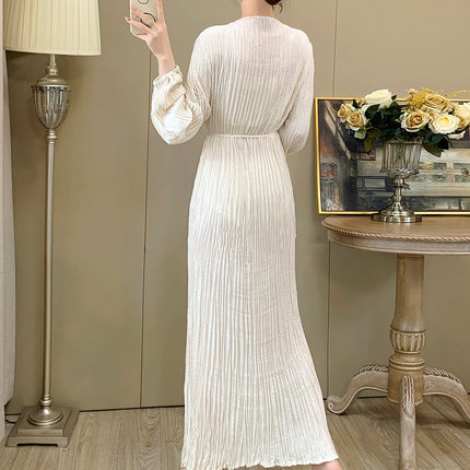 Miyake Long Dress for Women, Summer High-End Dress, New Style, Shenzhen Nanyou High-End Dress, French-Style Dress