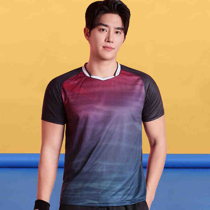 Badminton Clothing Top Men's Short-sleeved Quick-drying Women's Air Volleyball Competition Clothing Training Table Tennis Team Clothing Printing Summer