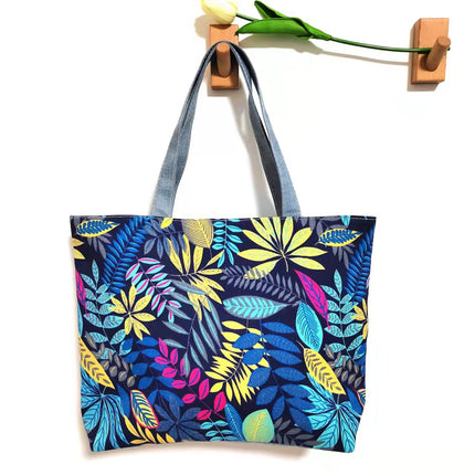Korean Style Simple Cartoon Canvas Bag for Women, Cross-Border Large-Capacity Commuting Versatile Shoulder Tote Bag for Women