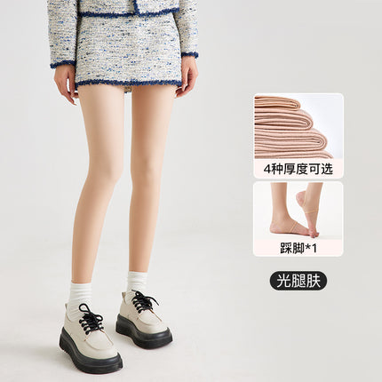 Double-Layer Bare Leg Artifact Autumn and Winter Thick Women's Leggings Flesh-Colored Anti-Snatch Stockings Fleece-Lined Thickeneded Pantyhose Sexy