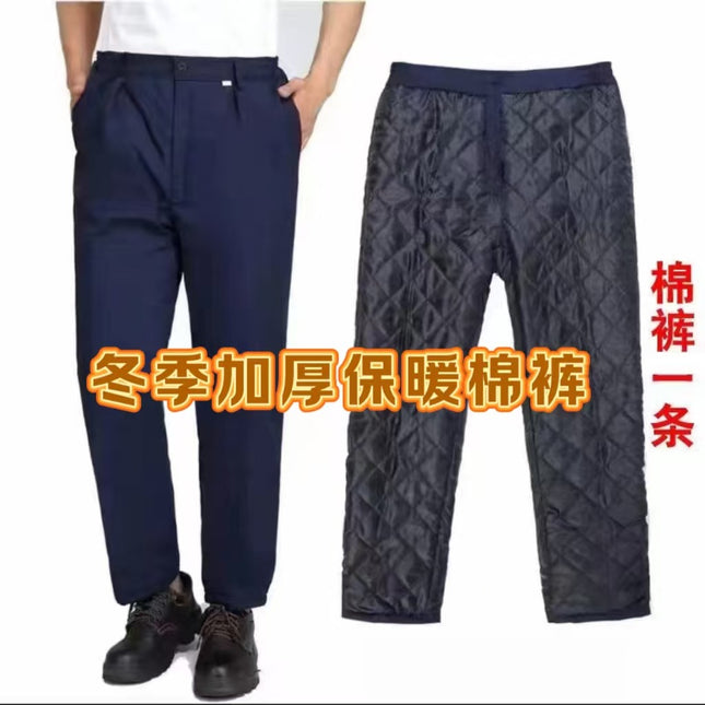 Winter Thickened Jacket, Mid-Length Workwear with Patchwork Shoulders, Cotton-Padded Jacket for Auto Repair, Construction Site, Factory, Cold Storage, and Warmth
