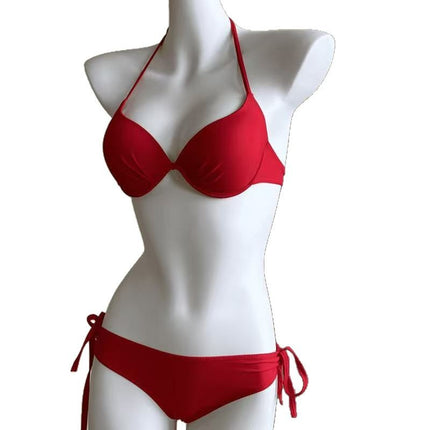 Nylon Bikini Massage Cup with Steel Ring Small Breast Push-Up Swimsuit Women's Slim Swimsuit Seaside Vacation Three-Piece Set