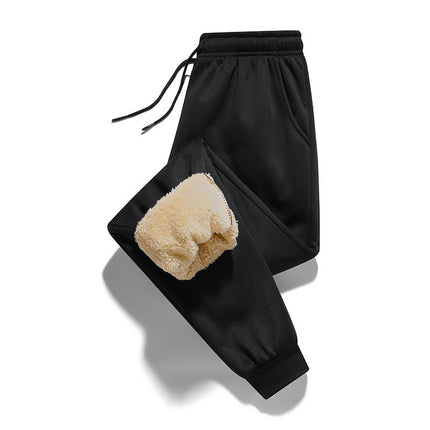 Cross-Border Trade Warm Sweatpants, Loose Fit, Cold-Proof, Fleece-Lined, Thickened Lamb Wool Pants, Aliexpress Winter Jogger Pants for Men