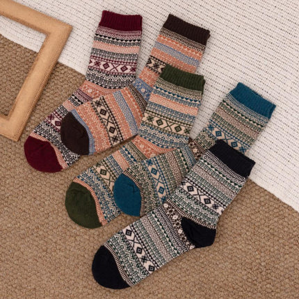 5-10 pairs of retro thick line socks men's stockings autumn and winter warm thickened men's ethnic totem socks winter