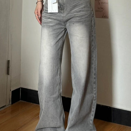 American Vibe Large Size Retro Washed Wide-Leg Jeans for Women High Street Loose Pear-Shaped Figure Wide-Leg Draped Pants