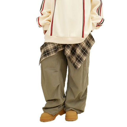 A generation of hair folding artifact color plaid fart curtain one-piece lace-up high street irregular hem Joker skirt