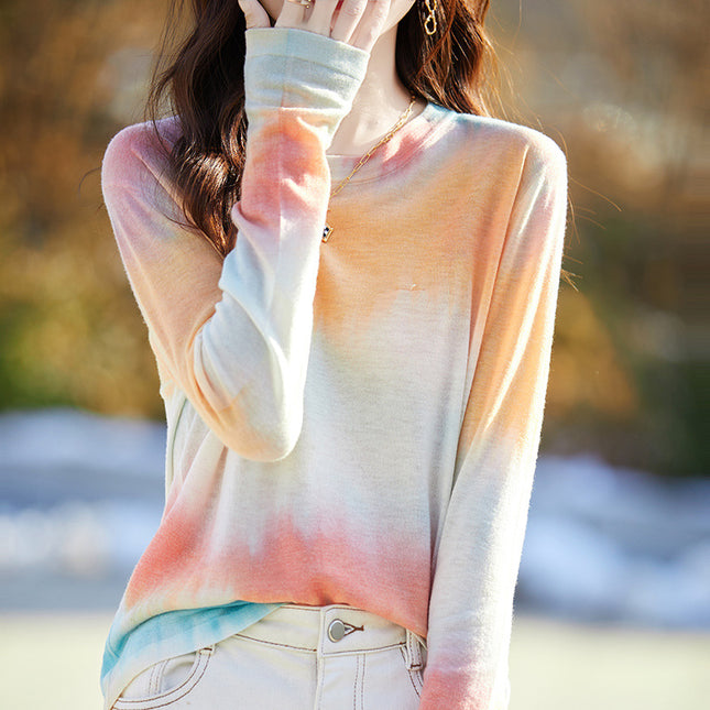 [120 water-soluble] worsted ultra-fine water-soluble wool ink painting round neck skin-friendly thin knitted base shirt