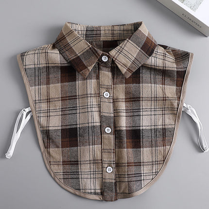 Autumn and Winter All-match Sanding Plaid Shirt Fake Collar Decorative Collar Lining Collar Thickened Women's College-style Multifunctional Collar