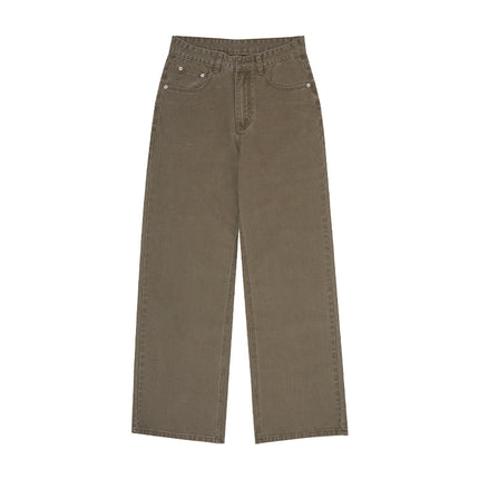 JIAMU Spring and Summer Couple Four-color Baggy jeans Neutral Wide Leg Dagging Loose Straight Casual Pants for Men and Women