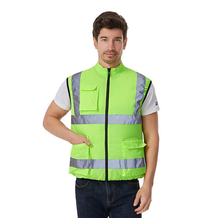 Summer Cooling Air-Conditioned Clothing, Vest, Clothes with Fan Cooling on the Back, Labor Protection Clothing for Welders with Reflective Strips