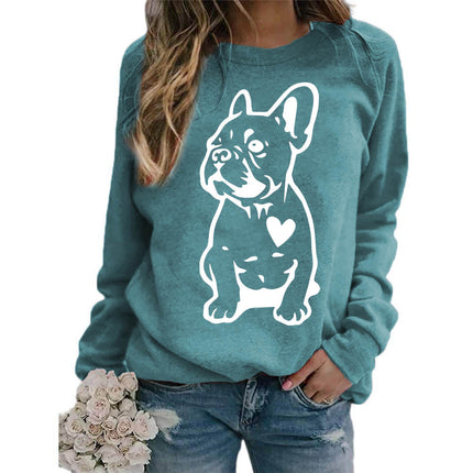 Foreign trade supply dog love printing round neck jacket sweater European size women's coat long sleeve cross-border autumn and winter leisure