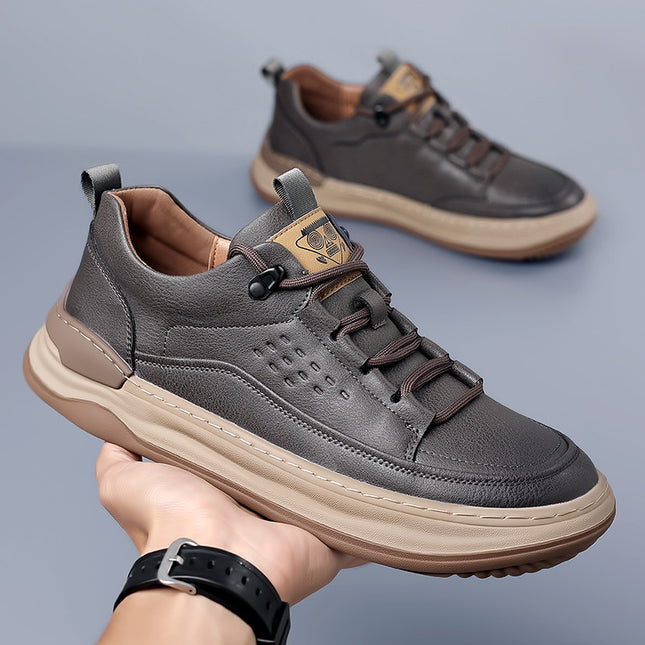 2026 New Men's Sneakers Thick-Soled Genuine Leather Casual Trendy Men's Shoes Outdoor Sports Casual Shoes Men's Sneakers Wholesale