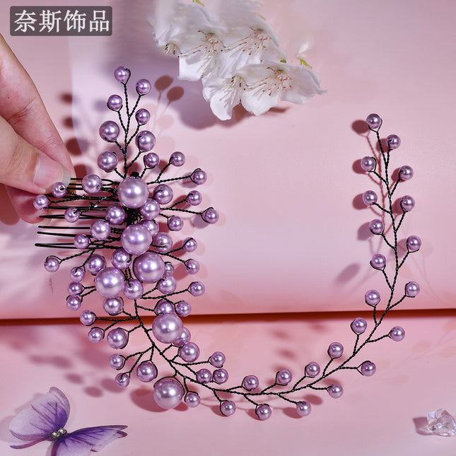 Nais Ns255 Bridal Wedding Pearl Hair Accessory Simple and Elegant Hair Comb Fashionable Long Hair Comb for Wedding Dress
