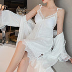 Satin Silk (Nightgown)-White / M (recommended 40-50kg )