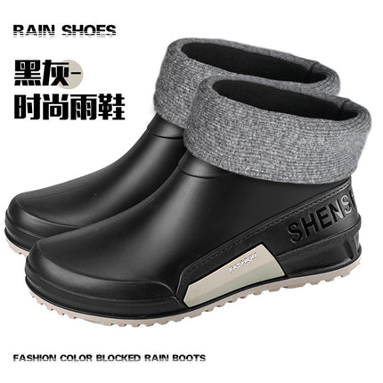 Cross-border Men and Women Couple Fashion Short Rain Shoes Non-slip Wear-resistant Waterproof Rain Boots Outdoor Camping Fishing Rubber Shoes Water Shoes