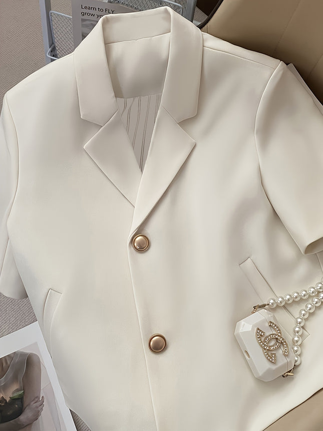Cross-Border E-Commerce Supply Off-White Short-Sleeved Suit Jacket for Women Summer Internet Celebrity Commuting Small Suit