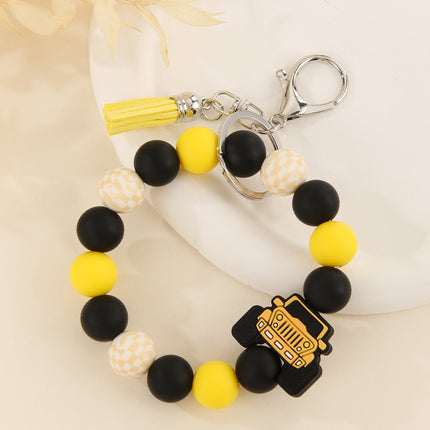 Cross-Border Creative Car Silicone Keychain J Tassel Wrist Pendant Christmas Apple Style Exquisite Accessory