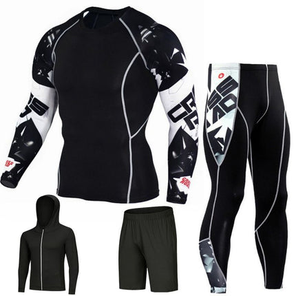 Men's Sportswear Sweat-Wicking Running Marathon Tight-Fitting Suit Quick-Drying High-Elastic Two, Three, or Four-Piece Set Wholesale Trade