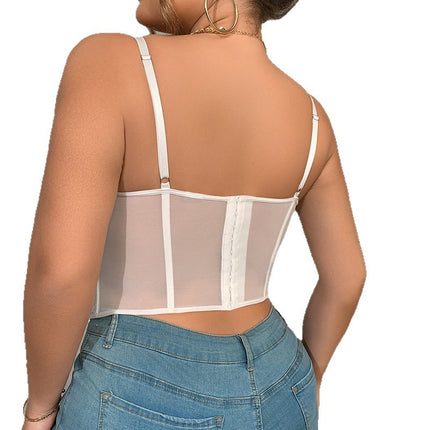 Plus Size mm Pure Desire Sexy Body Shaping New Lace Embroidery Fishbone Sexy Tube Top Suspender Cut Out Backless Bra