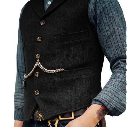 Cross-border European and American men's tough man herringbone suit collar waistcoat Ami Khaji rock punk locomotive men's waistcoat