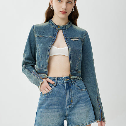 high quality High-end 2024 Summer New Denim Shorts High Waist Slimming Hot Pants Small All-match A- line Shorts