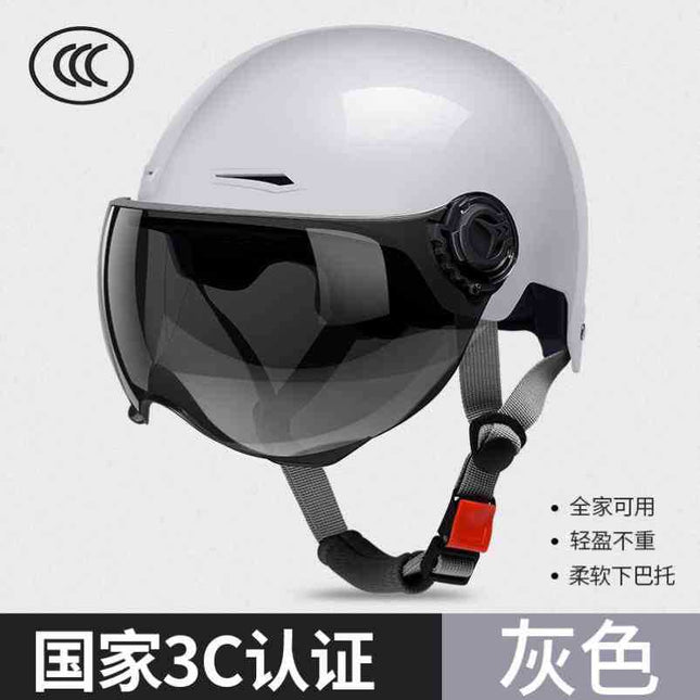 Electric Motorcycle Helmet Men's and Women's Safety Hat Autumn and Winter Four Seasons Battery Car Riding Half Helmet