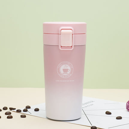 Fashionable simple double-layer vacuum stainless steel coffee cup handy cup American coffee pot portable gift pop lid cup
