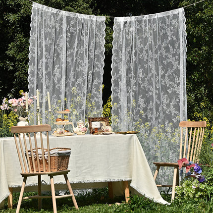 Cross-border Amazon European and American Home Lace Curtain Pastoral White German Curtain Bedroom Living Room Semi-shading Finished Curtain