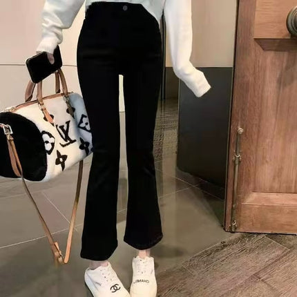Black Jeans Women's Spring and Summer 2025 New Women's High Waist Tight Slim Slim Mop Micro Horn Pants