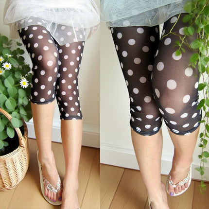 Summer new polka dot printing high stretch cropped thin mesh women's leggings Yiwu women's pants factory outlet