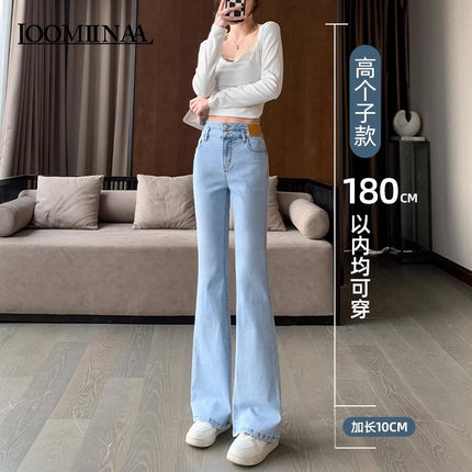 Flared Jeans for Tall Women, Extended Length, 2026 New Summer Thin High-Waisted Slim-Fit Stretchy Bell-Bottom Pants