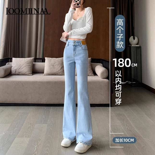 Flared Jeans for Tall Women, Extended Length, 2026 New Summer Thin High-Waisted Slim-Fit Stretchy Bell-Bottom Pants