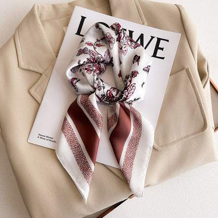 Simulated Silk Printed Silk Scarf for Women, Korean Cashew Leopard Print Headscarf, Four-Season Scarf, Professional Scarf Wholesale
