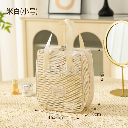 Cross-Border New Product Mesh Large-Capacity Cosmetic Bag for Women, Multi-Functional Partitioned Travel Toiletry Storage Bag, Portable
