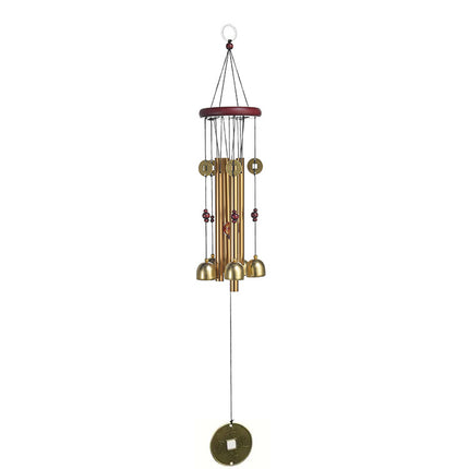 Cross-border hot-selling 4-tube solid wood metal bronze fortune-making wind chimes home decoration courtyard decoration cross-border wholesale