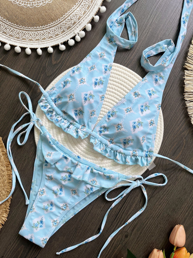 2024 New Bikini European and American Bikini Lace-Up Cross-Border Export Sexy Split Women's Swimsuit Swimsuit Women