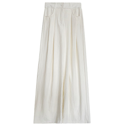 Cool Summer Thin Drapey Ice-Cold Suit Wide-Leg Pants for Women Straight Loose Floor-Length Pants Yamamoto Pants