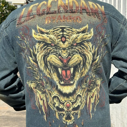 New Original American Style Retro Distressed Loose Direct Spray Printed Denim Jacket Men's and Women's Denim Jacket Top