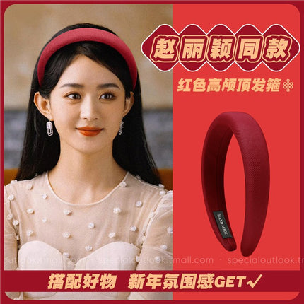 Wide-brimmed white headband 2025 new women's summer high-end hair bundle high skull top face small hair clip headdress