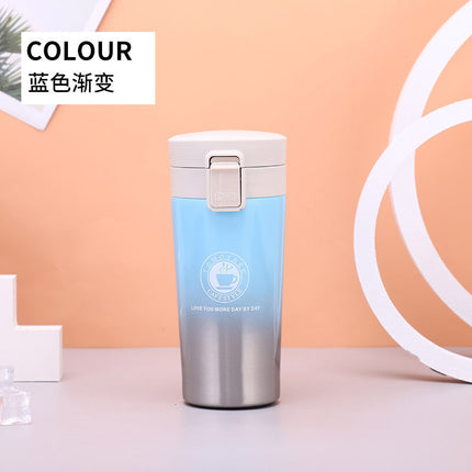 Fashionable simple double-layer vacuum stainless steel coffee cup handy cup American coffee pot portable gift pop lid cup