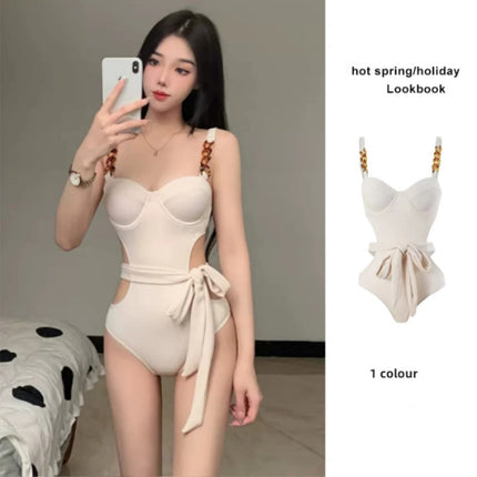 Hot Girls Sexy Swimsuit Women's 2025 New High-end Slim Belly Covering Internet Popular Style Seaside Vacation Hot Spring Swimsuit