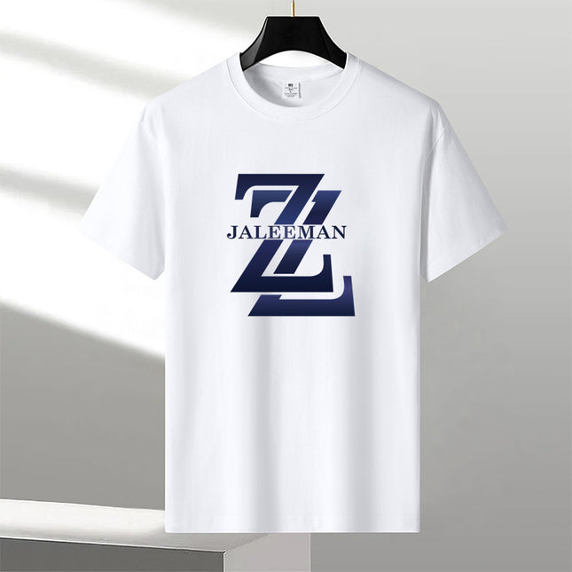 New Heavy Men's Fashion Pure T-Shirt Cotton Letter All-match Breathable Short Sleeve Round Neck Fashion Loose Printed Half Sleeve