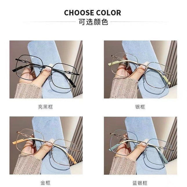 Cross-border Metal Color-changing Anti-blue Glasses Large Frame Plain Online Red Polygon Frame Trendy Men's and Women's Myopia Glasses Frame