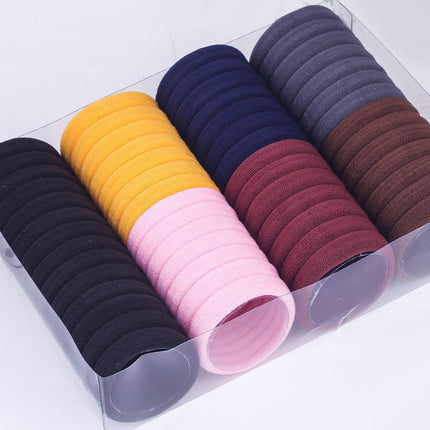 Simple Hair Rope Women's Leather Cover Rubber Band Women's Tie High Elastic Durable Hair Rope Black Headwear Thick Hair Ring