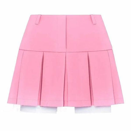 Ins Amazon Hot Selling Women's Two-Piece Short Skirt Suit Double-Breasted Short Suit Jacket Pleated Mini Skirt