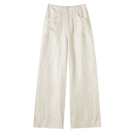 2025 New Summer Style Tencel Linen Wide-Leg Pants Ice Silk High-Waist Sun Protection Cotton and Linen Casual Pants for Women