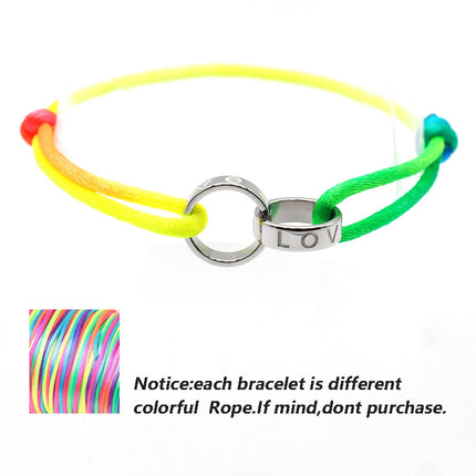 Cross-border supply Foreign Trade hand-woven couple stainless steel bracelet love double ring bracelet adjustable bracelet